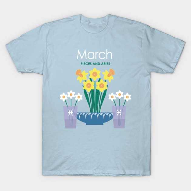 March Birth Flowers T-Shirt by LjM